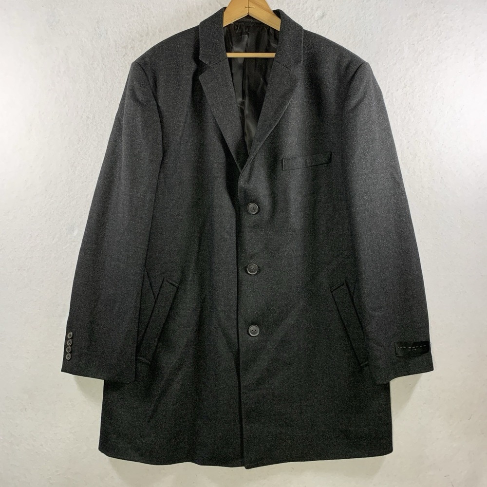 Minimalist Men Wool Blend Short Car Coat 46 R Charcoal Gray Old Money Topcoat